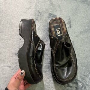 LEI Platform Clog Style Leather shoes